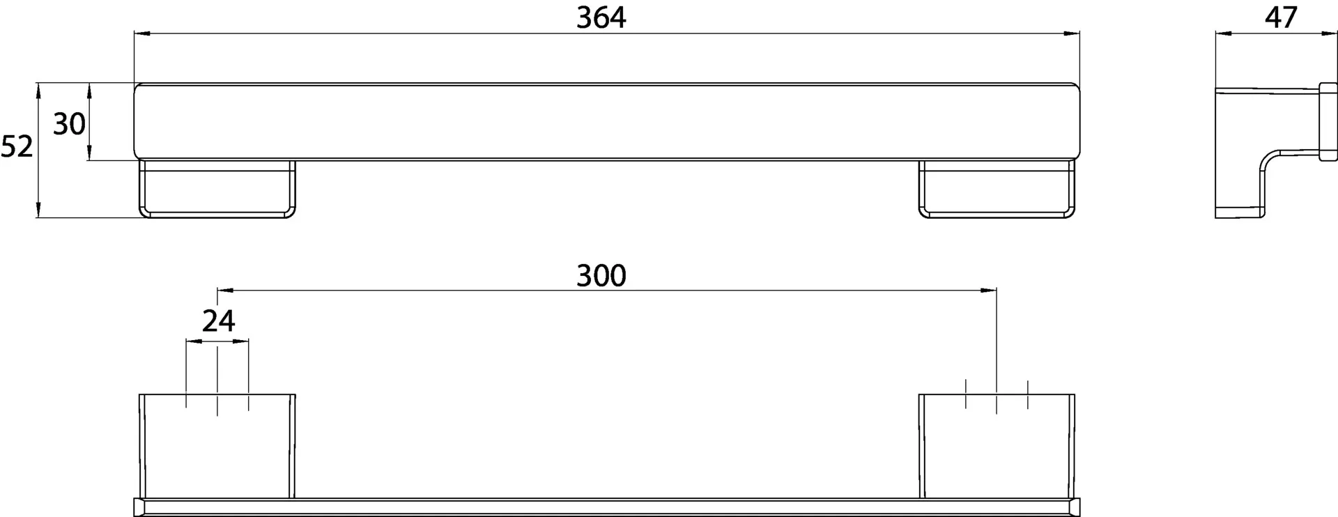 cue Wannengriff,300mm, schwarz cue Wannengriff,300mm, schwarz