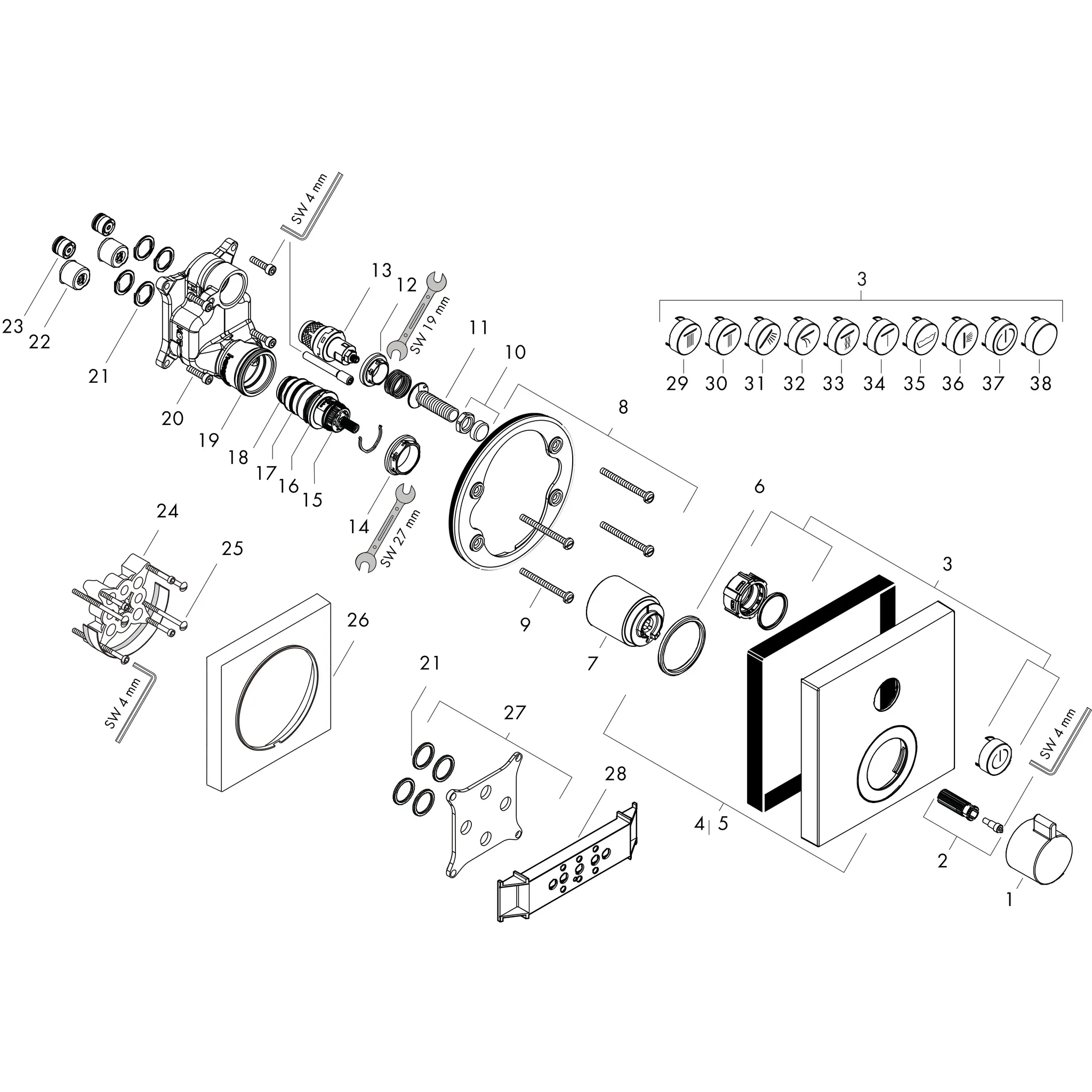 Thermostat Unterputz ShowerSelect Fertigset 1 Verbraucher chrom Thermostat Unterputz ShowerSelect Fertigset 1 Verbraucher chrom