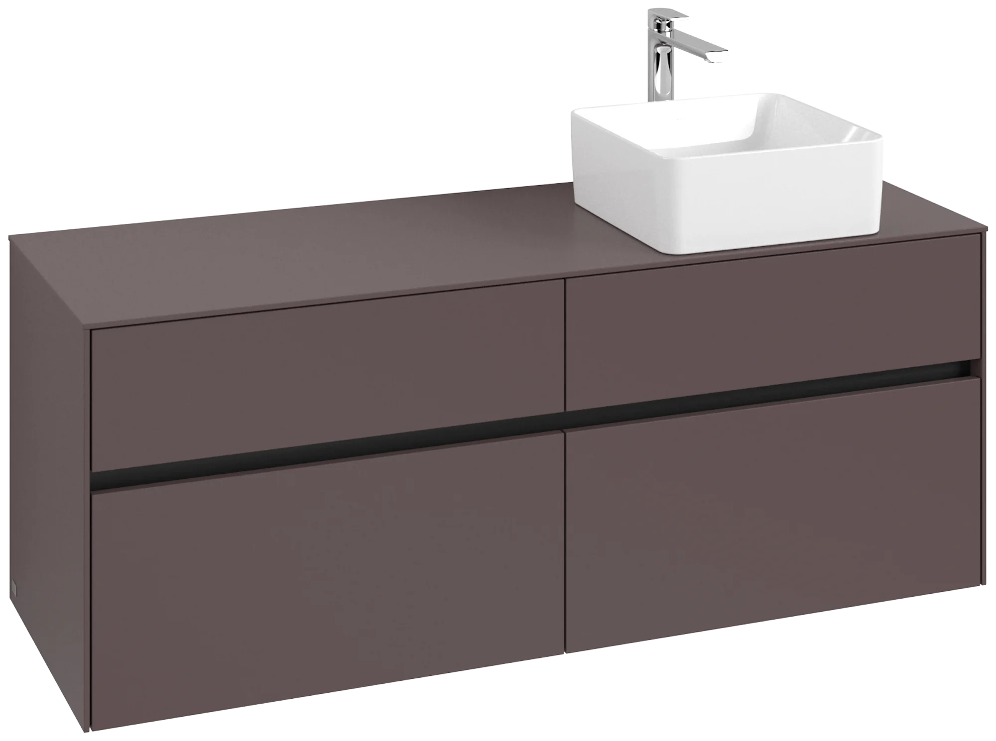 Villeroy & Boch Waschbeckenunterschrank Collaro C047B0, Eckig Dark Berry, 1.400 x 500 mm, Höhe 548 mm, mit Beleuchtung und SoftClosing