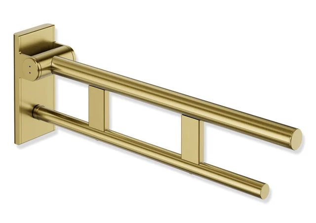 HEWI System 900 - Mobiler Stützklappgriff Duo, Edelstahl PVD gold gebürstet, Ausladung 600 mm, Höhe 210 mm, Breite 101 mm HEWI System 900 - Mobiler Stützklappgriff Duo, Edelstahl PVD gold gebürstet, Ausladung 600 mm, Höhe 210 mm, Breite 101 mm