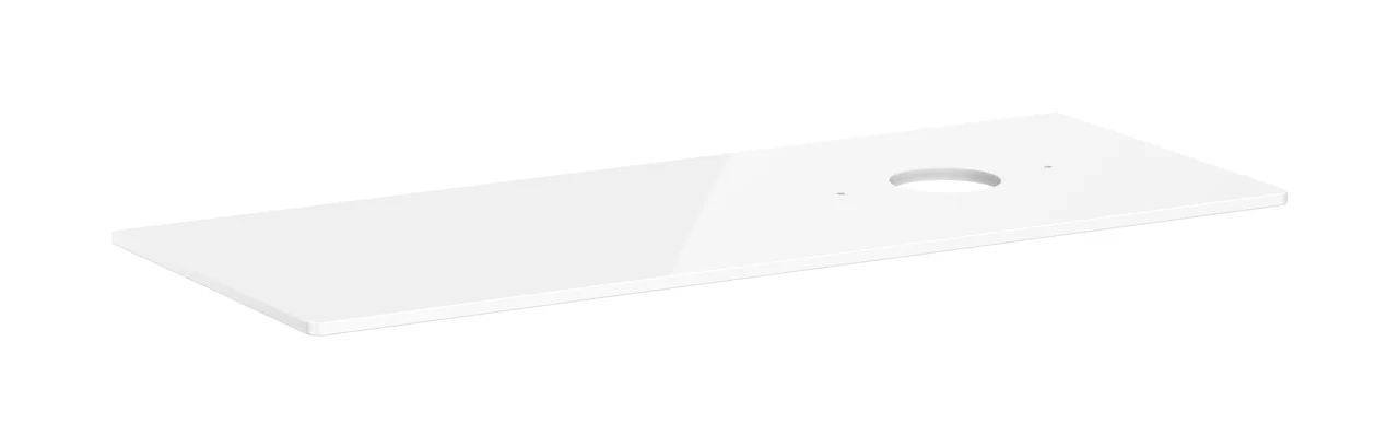 Hansgrohe Xelu Q Konsole, weiß hochglänzend, 1360 x 540 mm, mit Ausschnitt rechts für Aufsatzwaschtisch ohne Hahnloch Hansgrohe Xelu Q Konsole, weiß hochglänzend, 1360 x 540 mm, mit Ausschnitt rechts für Aufsatzwaschtisch ohne Hahnloch