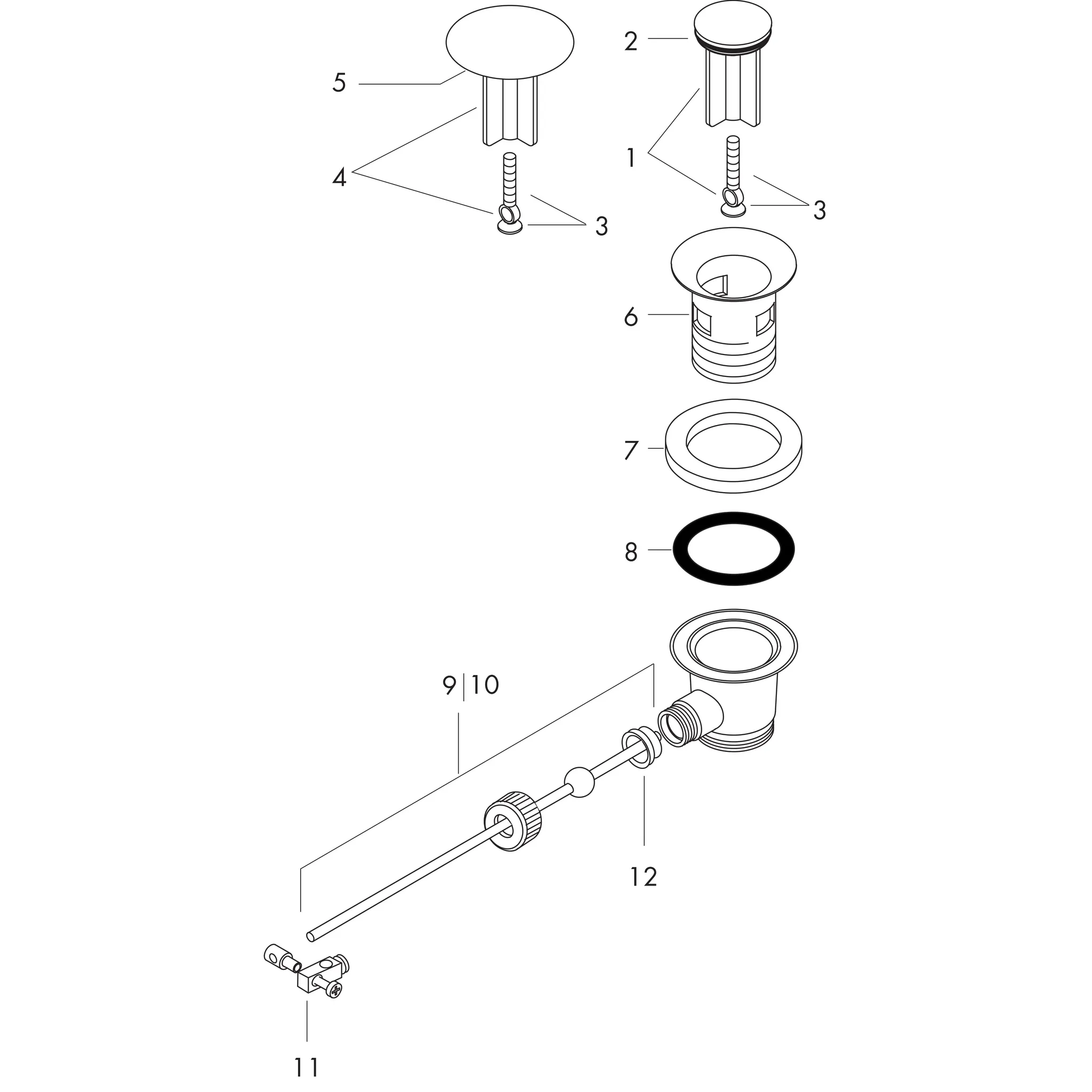Hansgrohe Ablaufgarnitur mit Zugstange, Chrom Hansgrohe Ablaufgarnitur mit Zugstange, Chrom