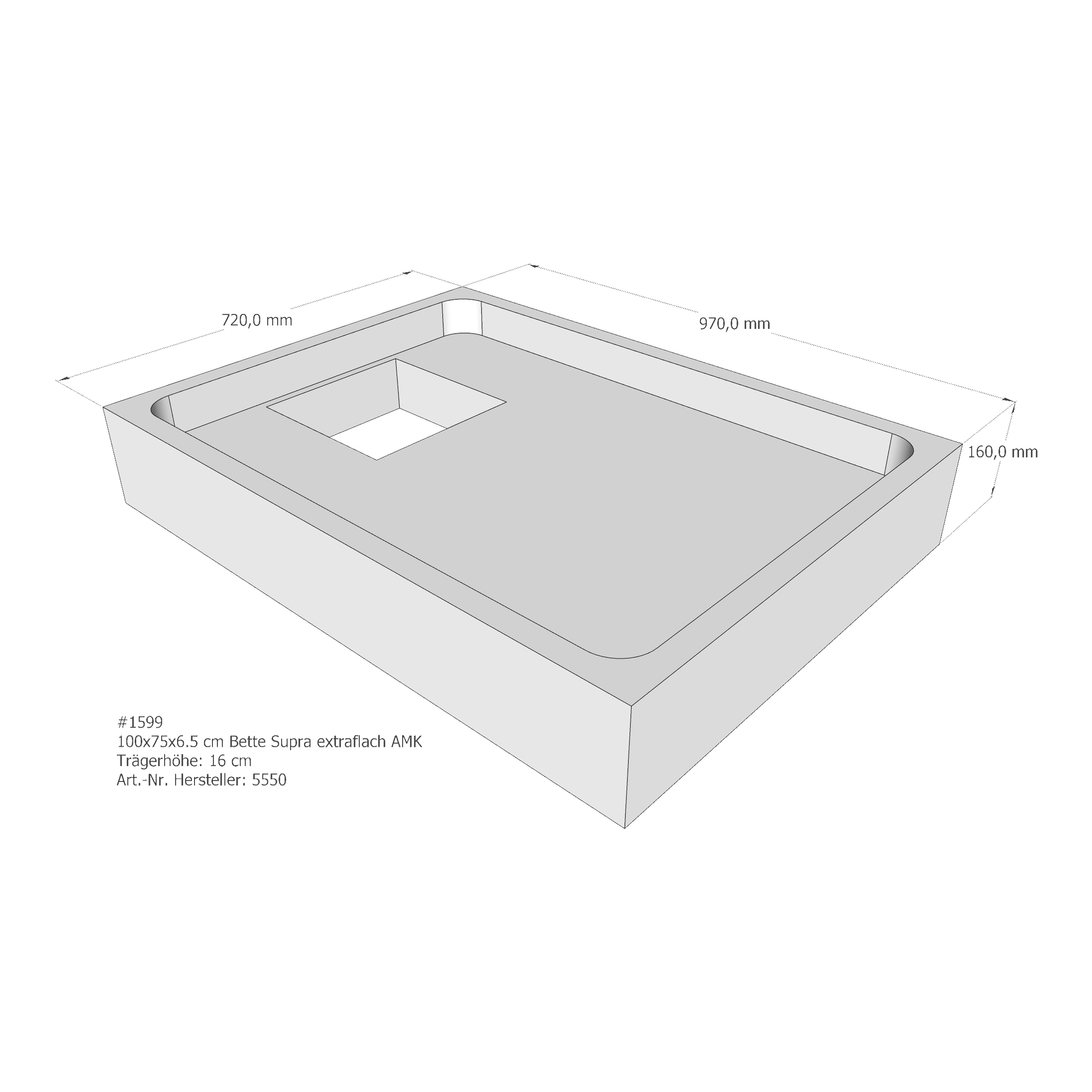 Duschwannenträger Bette BetteSupra (extraflach) 100x75x6,5 cm AMK210