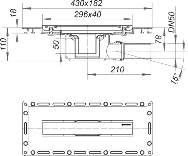 Duschrinne TistoLine Abdeckung Standard 300 mm, DN 50 Duschrinne TistoLine Abdeckung Standard 300 mm, DN 50