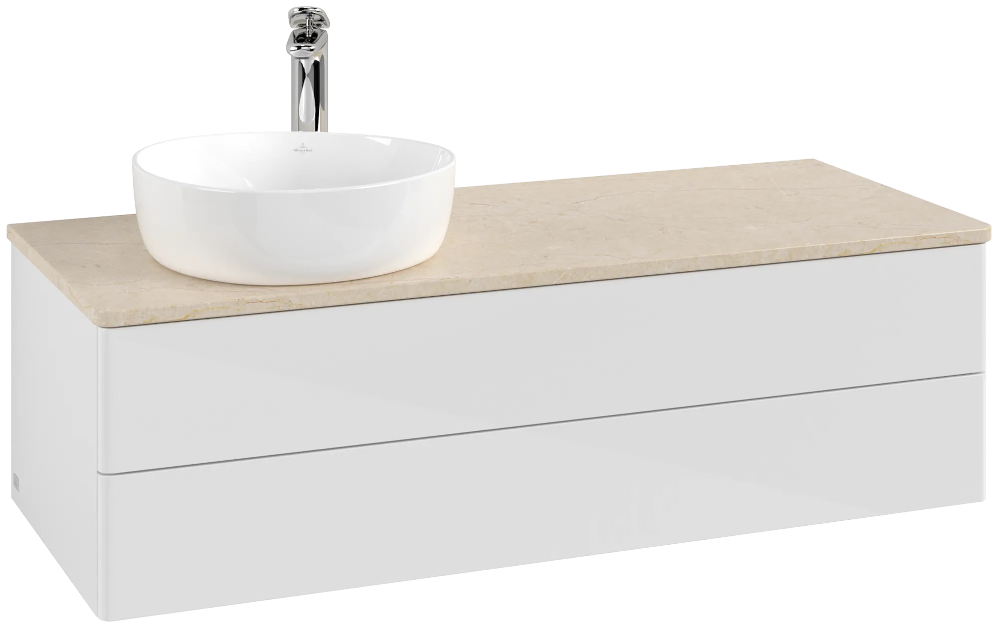 Villeroy & Boch Antao Waschbeckenunterschrank L22_5, 1200x360x500mm, Glossy White Lacquer / Botticino