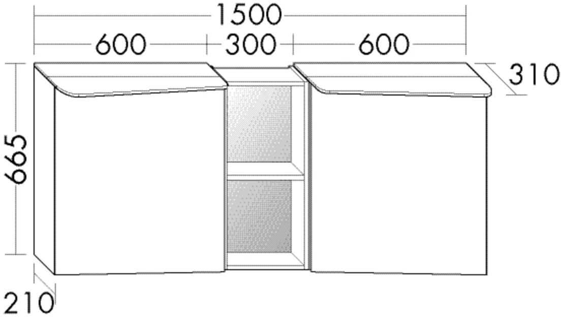 Burgbad Spiegelschrank Badu SFUE150, 310x1500x665 mm, beidseitig verspiegelt mit Regal und LED-Beleuchtung