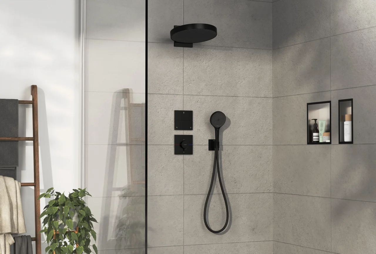 Hansgrohe ShowerSelect Comfort E Thermostat Unterputz, mattschwarz, 1 Verbraucher + zusätzlicher Abgang, iBox universal 2 Anschluss