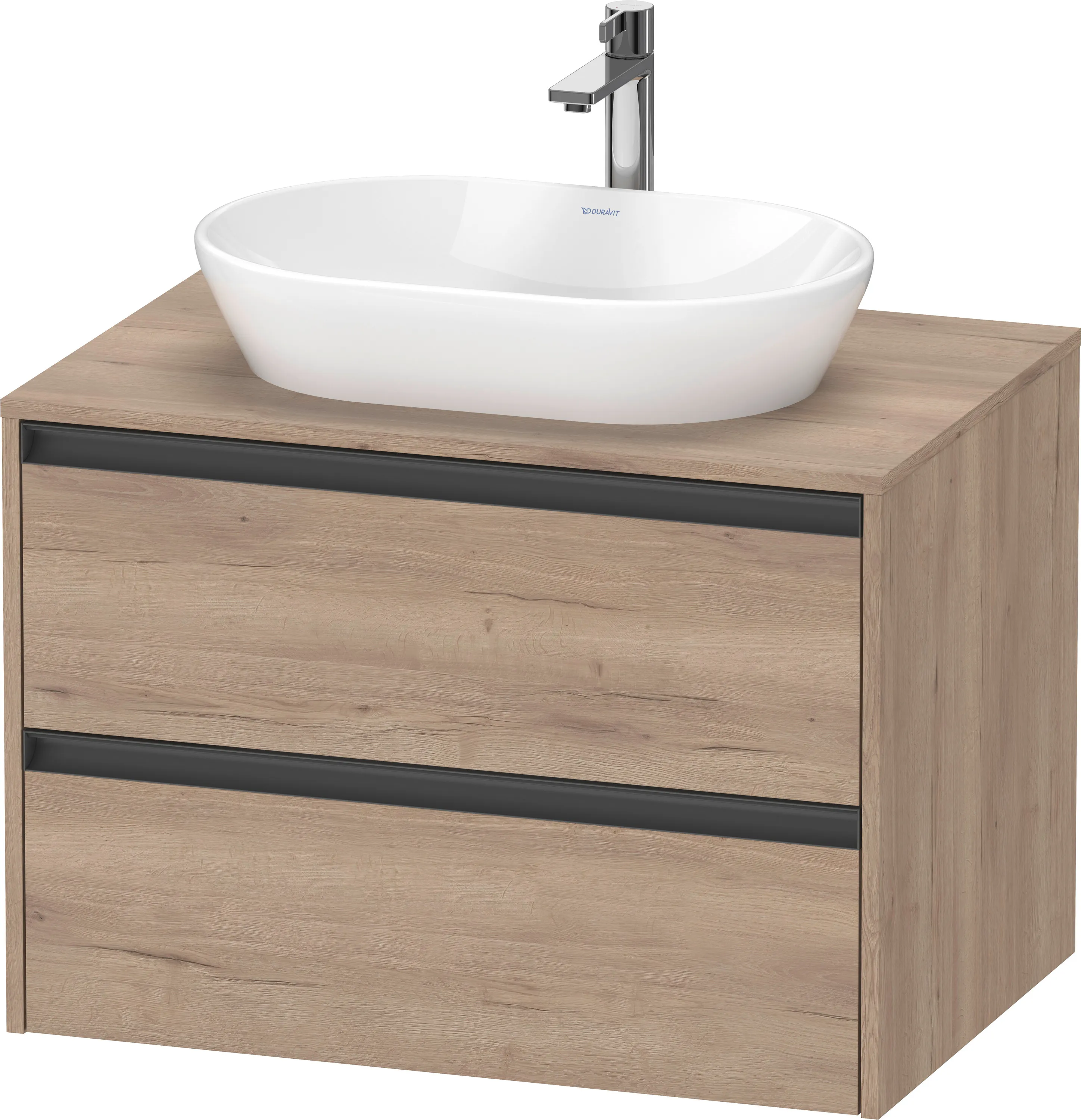 Duravit Waschtischunterschrank wandhängend „Ketho.2“ 80 × 56,8 × 55 cm Eiche Marmoriert
