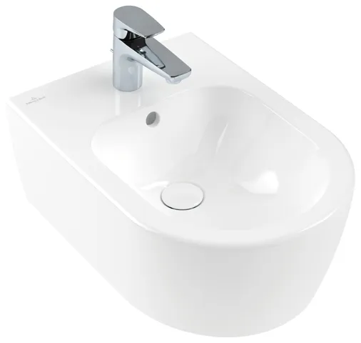 Bidet „Avento“, mit Überlauf, Befestigung verdeckt 37 × 21,5 × 53 cm in Weiß Alpin