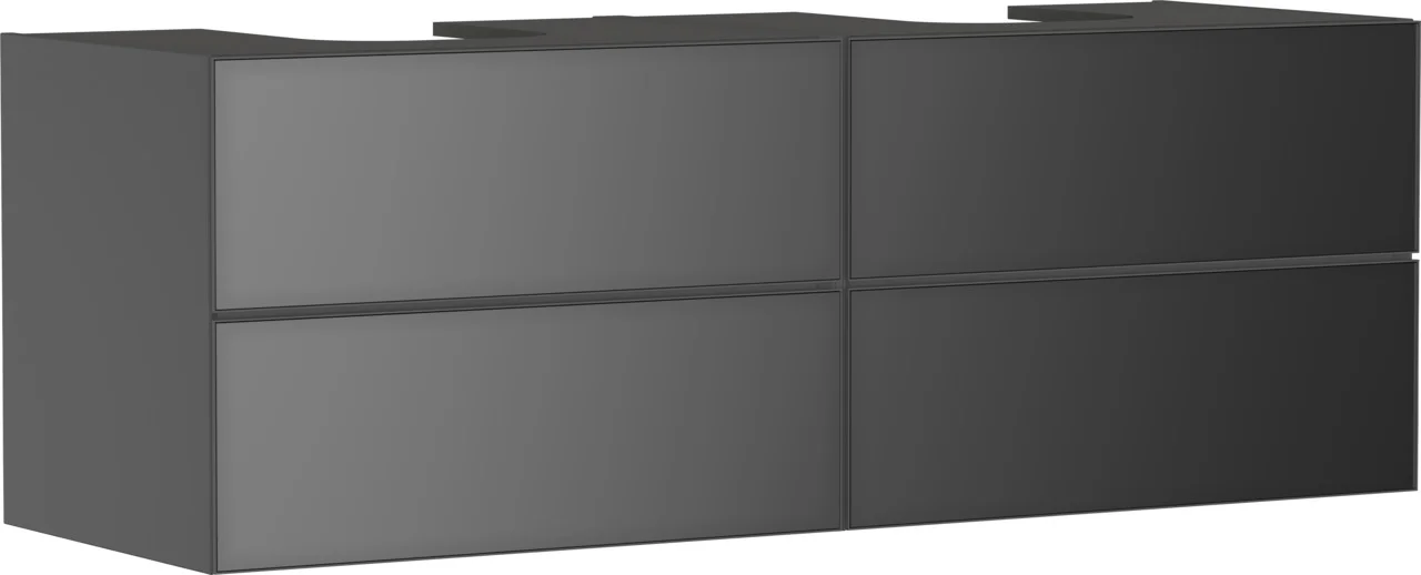 Hansgrohe Xevolos E Waschtischunterschrank Schiefergrau Matt 1570x550 mm mit 4 Schubkästen, griff- und geräuschlos, SoftClose, PushOpen, Wandmontage