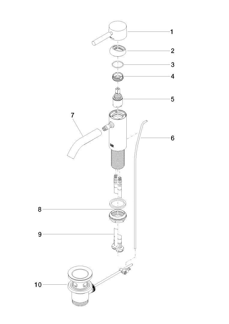 Waschtisch-Einhandbatterie mit Ablaufgarnitur META Chrom 33501660 Waschtisch-Einhandbatterie mit Ablaufgarnitur META Chrom 33501660