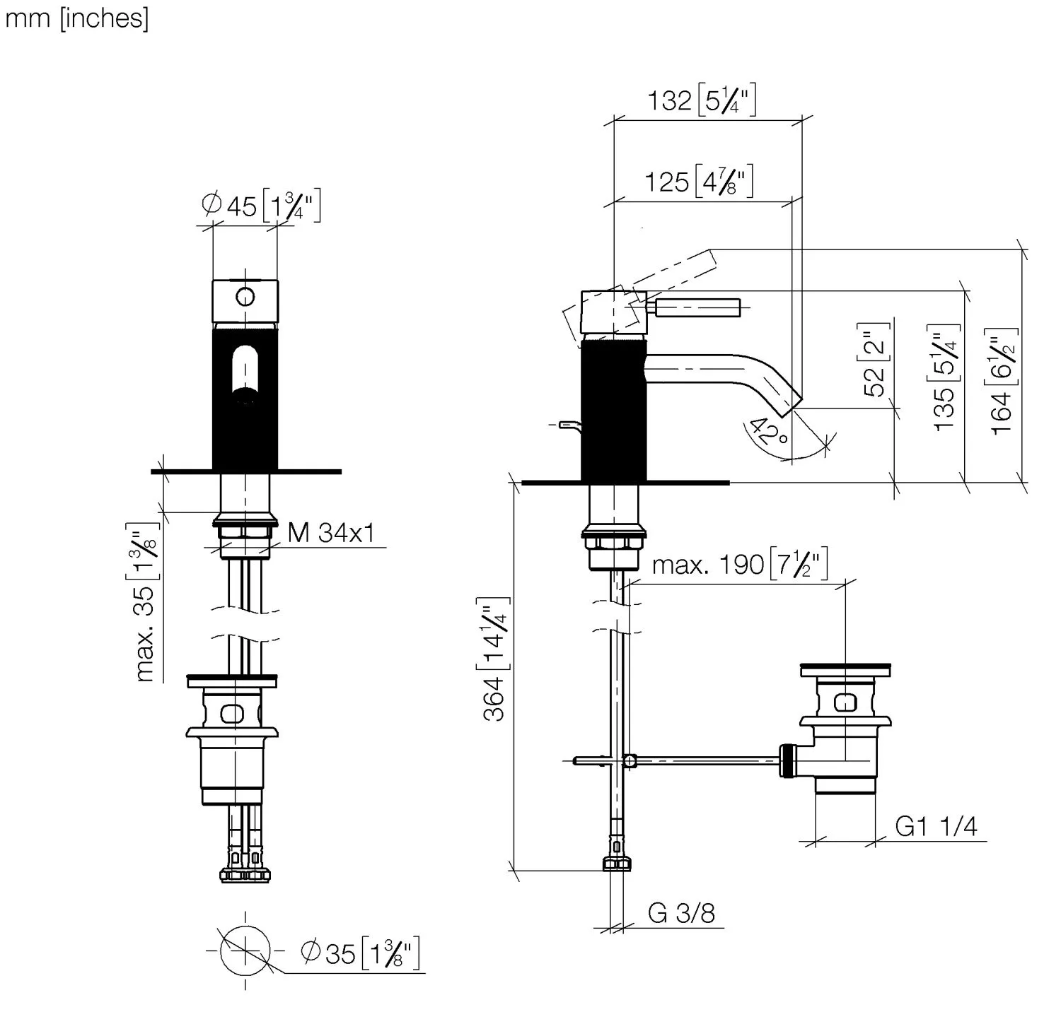 Dornbracht META Waschtisch-Einhandbatterie mit Ablaufgarnitur - Chrom Dornbracht META Waschtisch-Einhandbatterie mit Ablaufgarnitur - Chrom