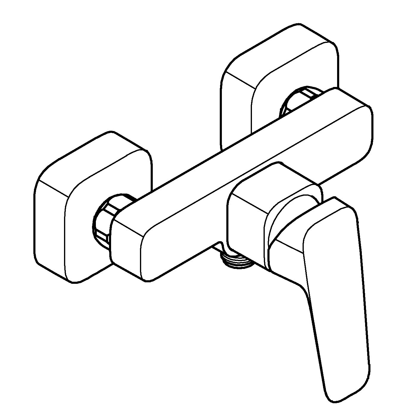 Einhand-Brausebatterie Cubeo 101824, Wandmontage, S-Anschlüsse, Wandrosette, eigensicher, chrom