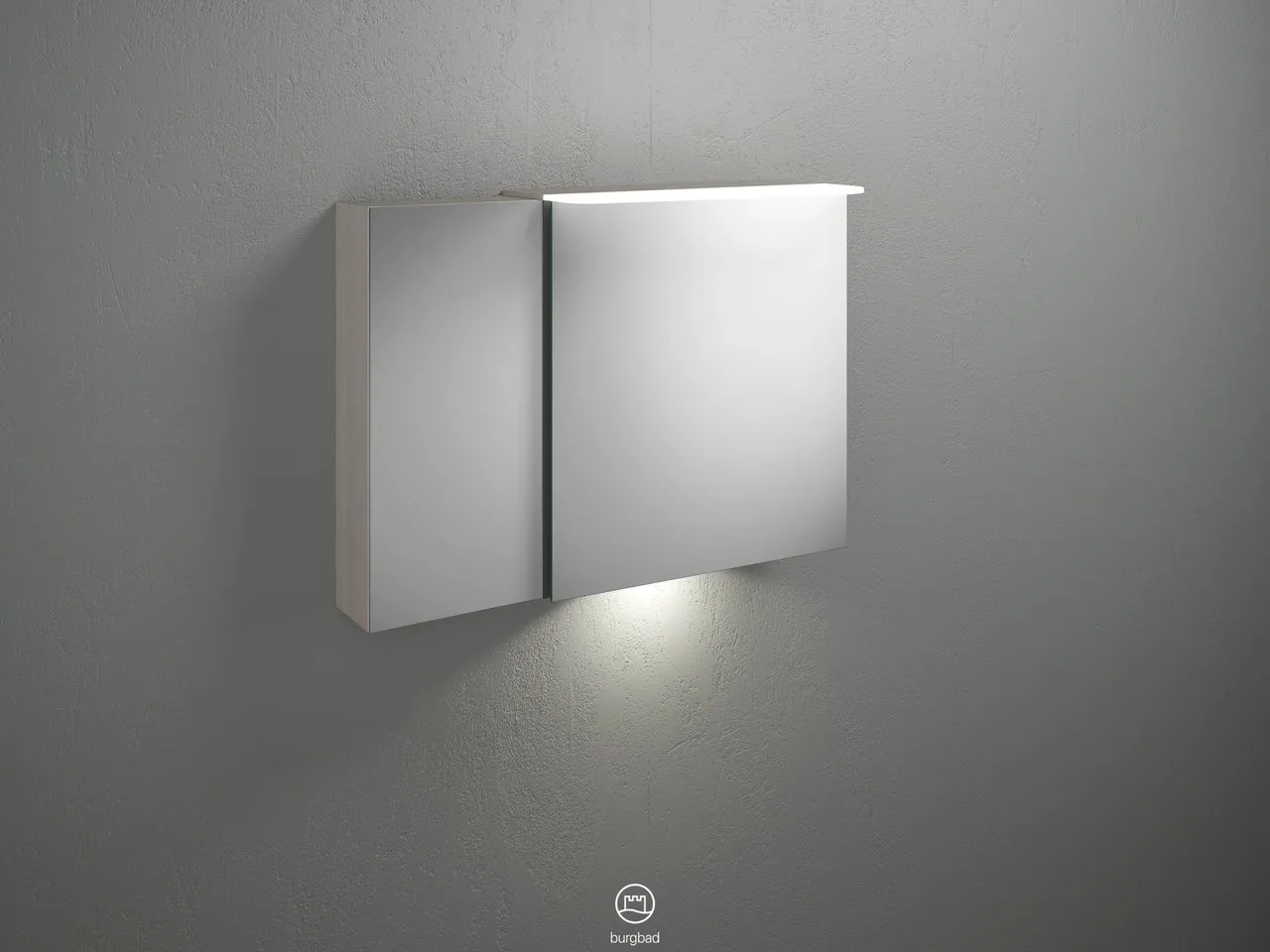 Burgbad Spiegelschrank Badu SFUB090, 310x900x665 mm, LED-Aufsatzleuchte 4200 K, Schalter-Steckdosenelement, Glaseinlegeböden Burgbad Spiegelschrank Badu SFUB090, 310x900x665 mm, LED-Aufsatzleuchte 4200 K, Schalter-Steckdosenelement, Glaseinlegeböden