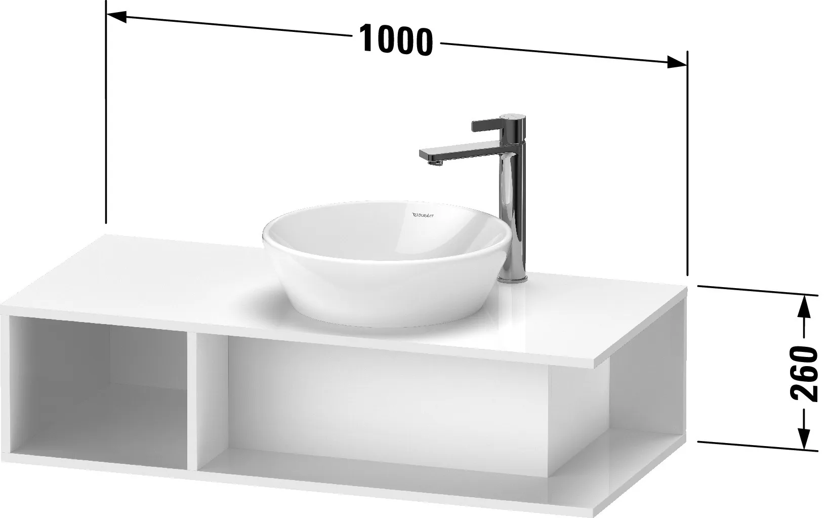 Duravit Waschtischunterschrank wandhängend „D-Neo“ 100 × 26 × 48 cm Basalt Matt