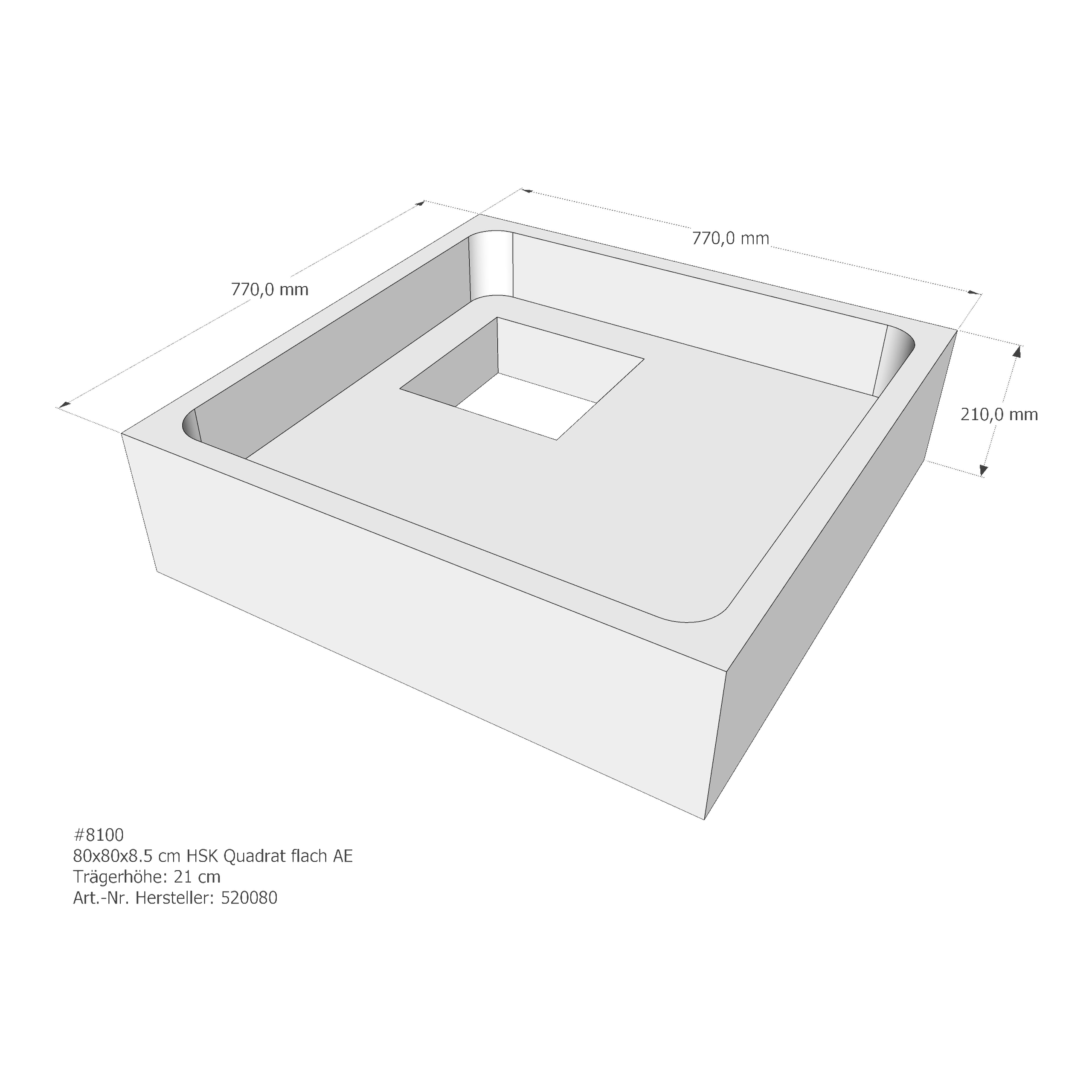 Duschwannenträger für HSK Quadrat flach 80 × 80 × 8,5 cm Duschwannenträger für HSK Quadrat flach 80 × 80 × 8,5 cm