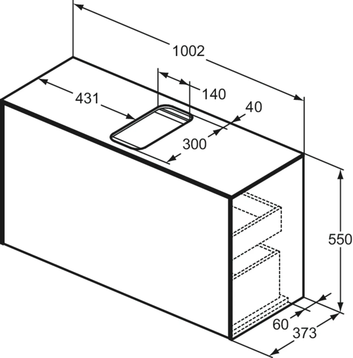 Ideal Standard Waschtischunterschrank „Conca“ 100,2 × 55 × 37,3 cm Walnuss dunkel Furnier Ideal Standard Waschtischunterschrank „Conca“ 100,2 × 55 × 37,3 cm Walnuss dunkel Furnier