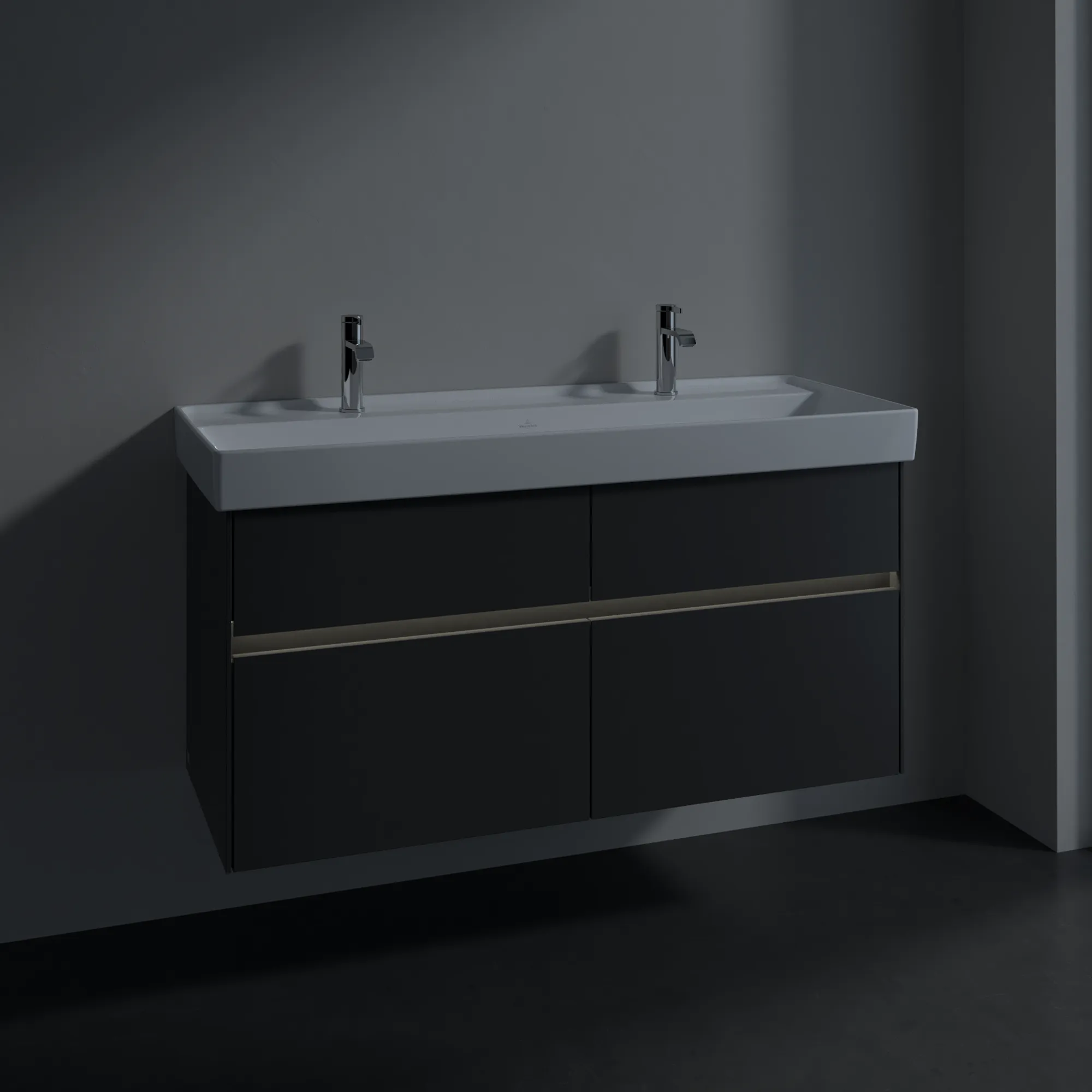 Villeroy & Boch Waschtischunterschrank „Collaro“ 1154 × 546 × 444 mm Graphite, für Becken mittig, mit Beleuchtung Villeroy & Boch Waschtischunterschrank „Collaro“ 1154 × 546 × 444 mm Graphite, für Becken mittig, mit Beleuchtung