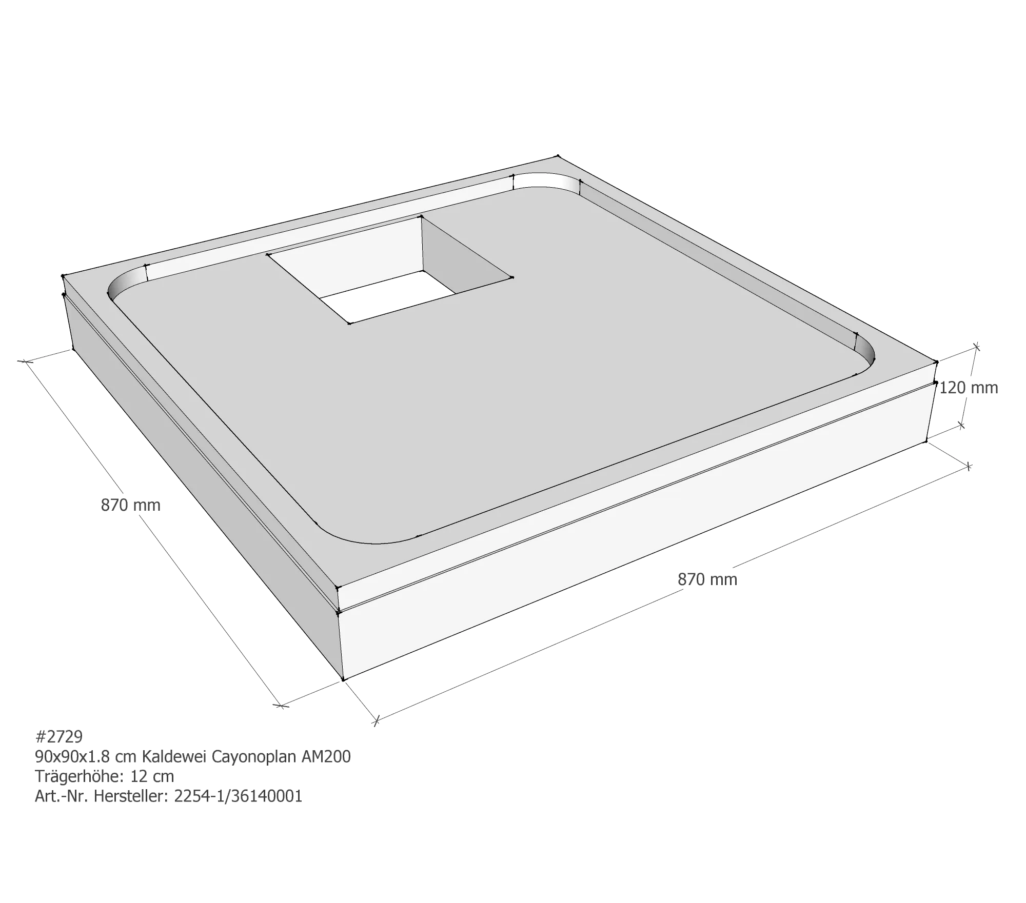 Duschwannenträger für Kaldewei Cayonoplan 90 × 90 × 1,8 cm Duschwannenträger für Kaldewei Cayonoplan 90 × 90 × 1,8 cm