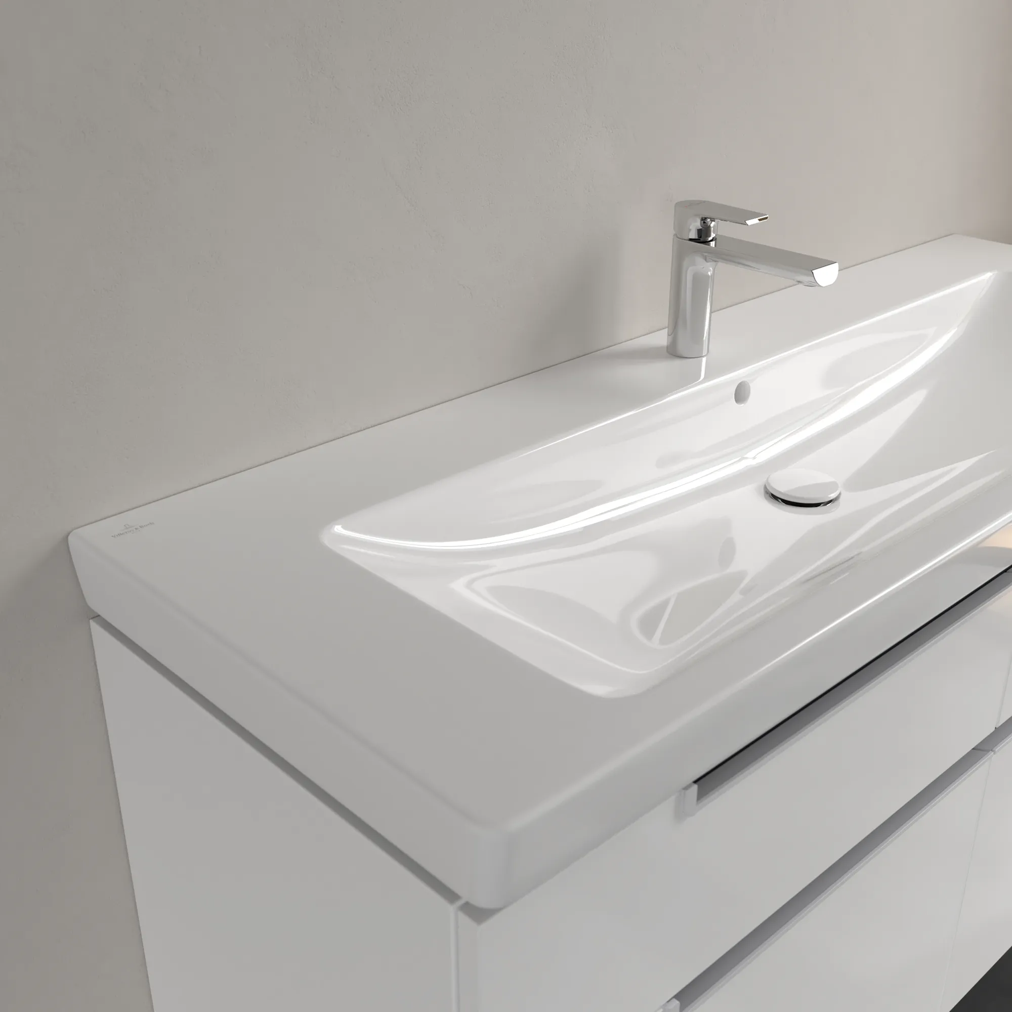 Wandwaschtisch „Subway 2.0“ 130 × 47 × 16 cm, mittig, mit Hahnlochbank, mit Hahnlochbohrung, Hahnlochposition mittig Wandwaschtisch „Subway 2.0“ 130 × 47 × 16 cm, mittig, mit Hahnlochbank, mit Hahnlochbohrung, Hahnlochposition mittig