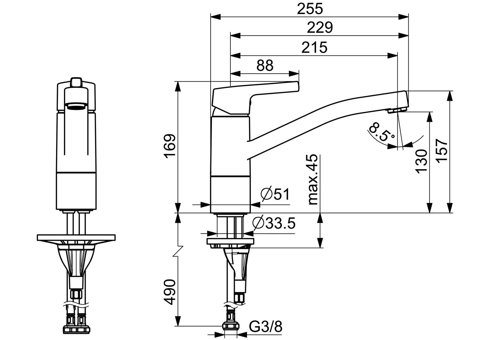 HansaPALENO Einhebelmischer Küchenarmatur Chrom 216 mm DN15