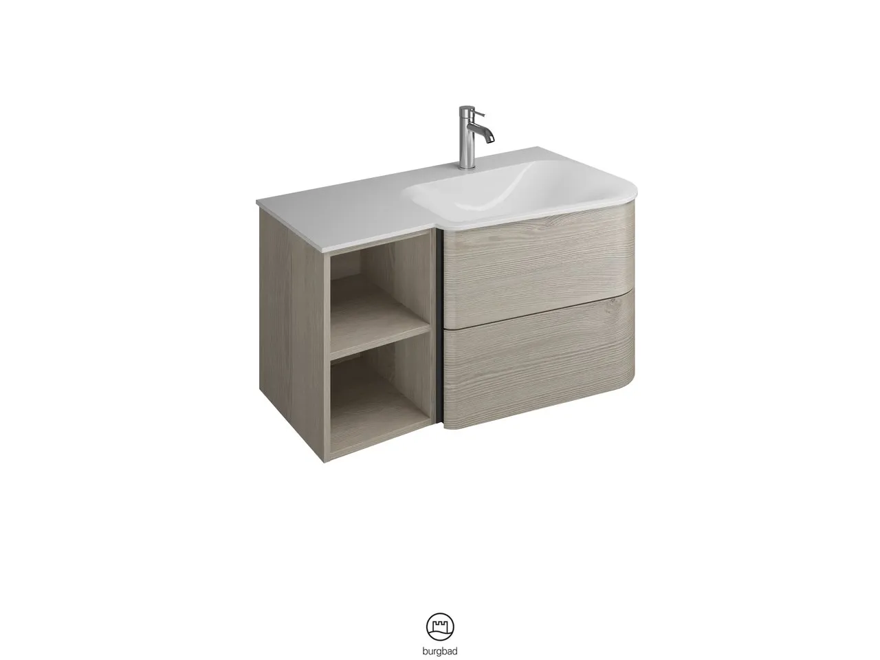 burgbad Badmöbelset „Badu“ Griffleiste, Schwarz, in Veloursgrau Softmatt burgbad Badmöbelset „Badu“ Griffleiste, Schwarz, in Veloursgrau Softmatt