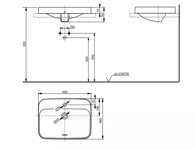 Toto Möbelwaschtisch „LF“ 600 × 460 × 167 mm