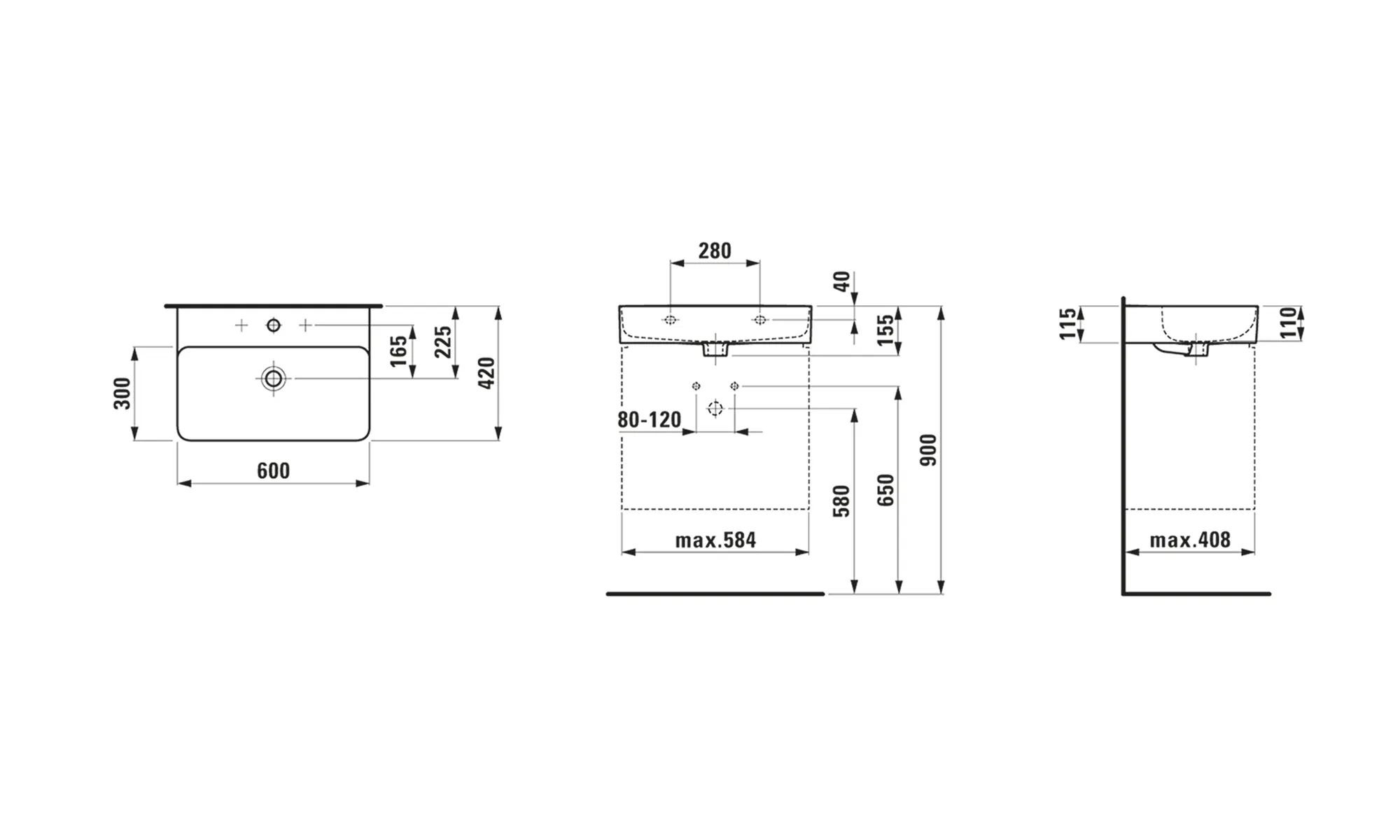 Laufen Waschtisch VAL 420x600x155, 1 Hahnloch mit Überlauf, schwarz matt Laufen Waschtisch VAL 420x600x155, 1 Hahnloch mit Überlauf, schwarz matt