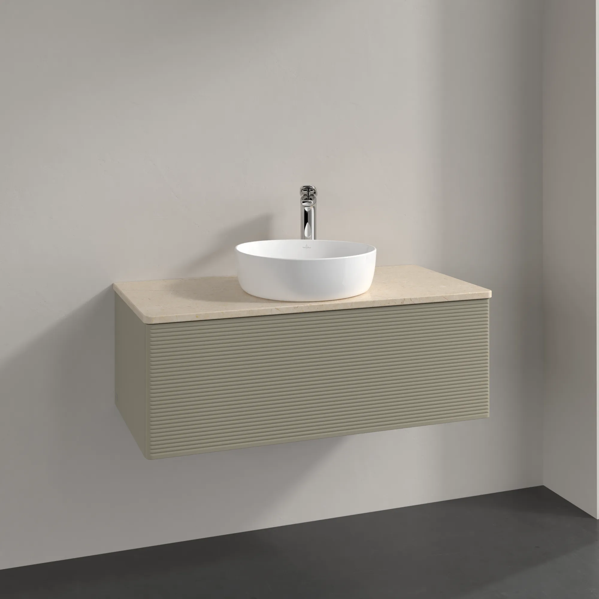 Villeroy & Boch Waschtischunterschrank „Antao“ 1000 × 360 × 500 mm Stone Grey Matt Lacquer, für Becken mittig, mit Beleuchtung Villeroy & Boch Waschtischunterschrank „Antao“ 1000 × 360 × 500 mm Stone Grey Matt Lacquer, für Becken mittig, mit Beleuchtung