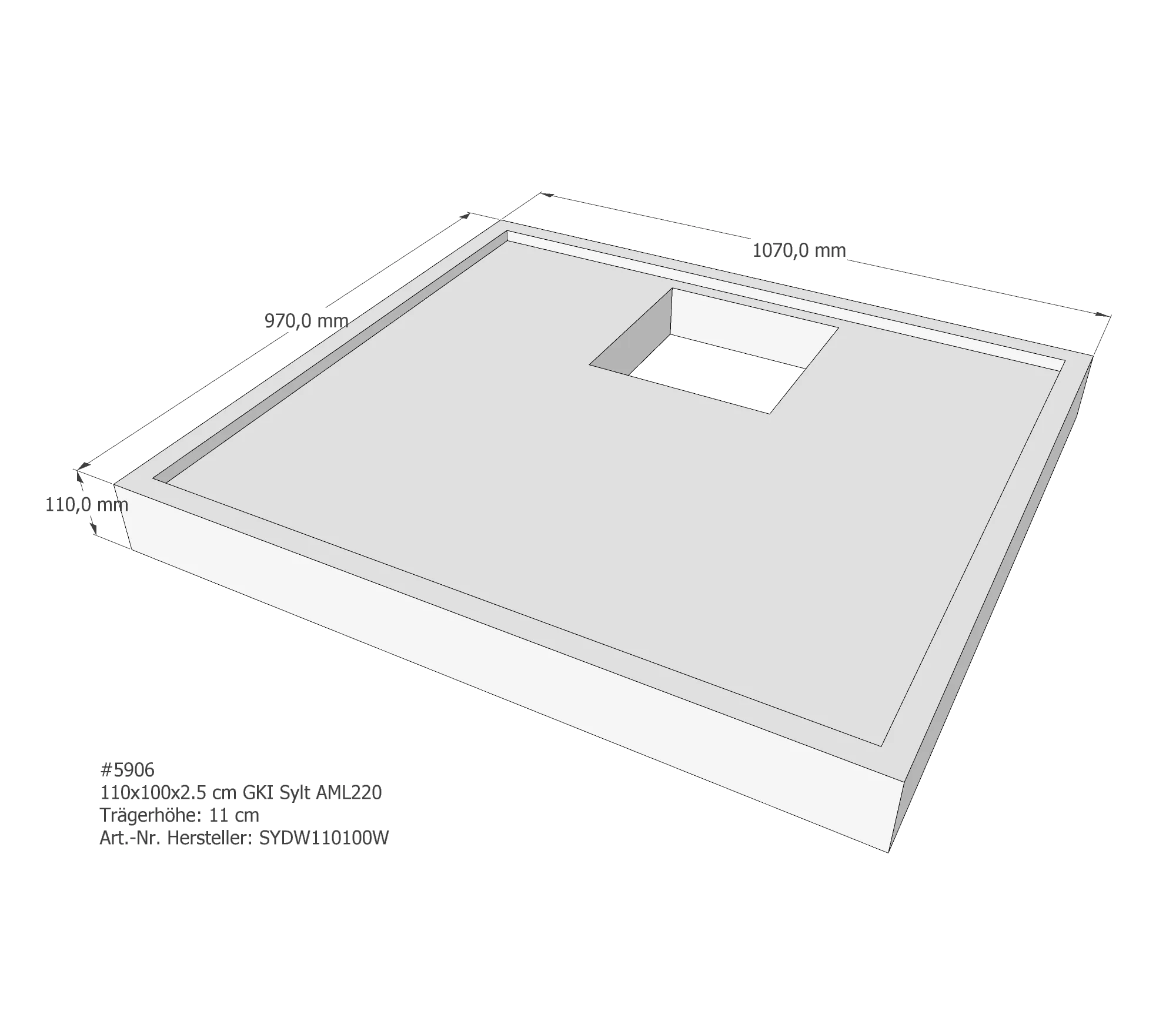 Duschwannenträger für GKI Sylt 110 × 100 × 2,5 cm Duschwannenträger für GKI Sylt 110 × 100 × 2,5 cm
