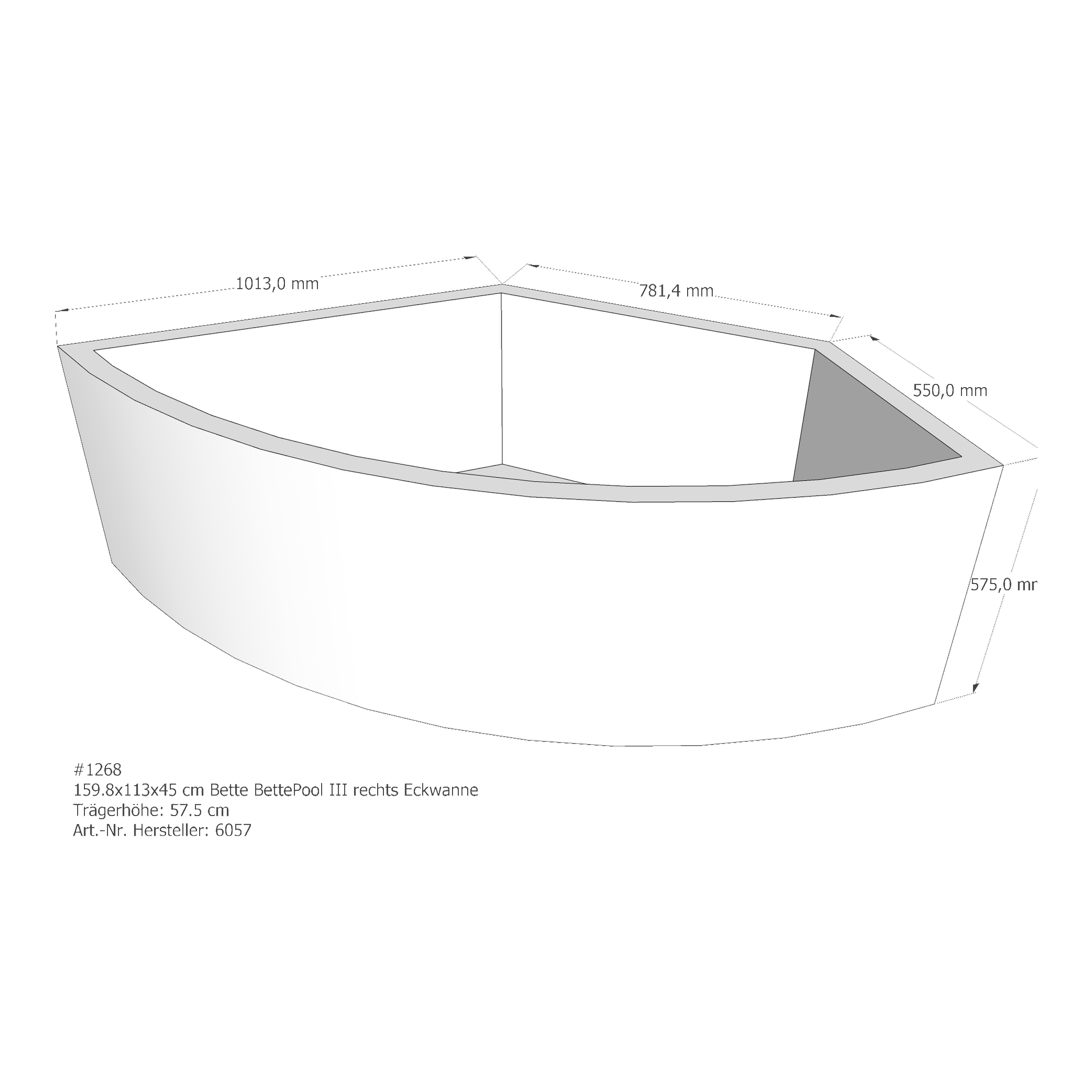 Badewannenträger für Bette Pool III rechts rechts 159,8 × 113 × 45 cm Ausführung: rechts Badewannenträger für Bette Pool III rechts rechts 159,8 × 113 × 45 cm Ausführung: rechts