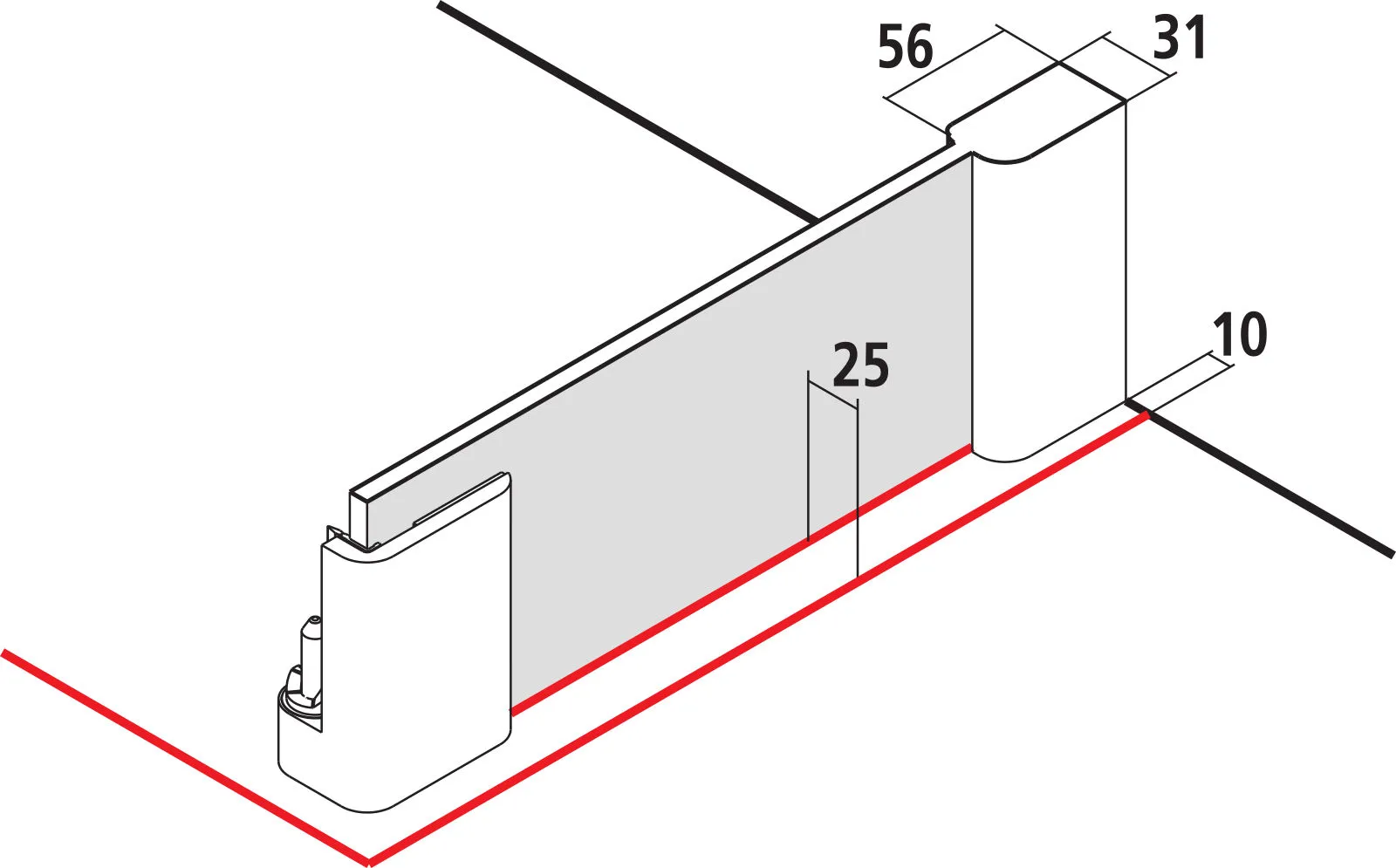 Kermi Seitenwand Seitenwand links für Ecke „PASA XP“ Glas Klar, Profile Silber Mattglanz, BV: 720 - 750 mm GAK: 705 - 735 mm WE: 730 - 760 mm H: 1850 mm