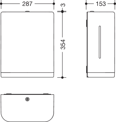 Papierhandtuchspender, Korpus Polyamid in Farbe 98, Rahmenelement / Entnahmeöffnung ausPolyamid matt, Breite 287 mm, Höhe 354 mm, Tiefe 153 mm, in Farbe 92 (Anthrazitgrau)