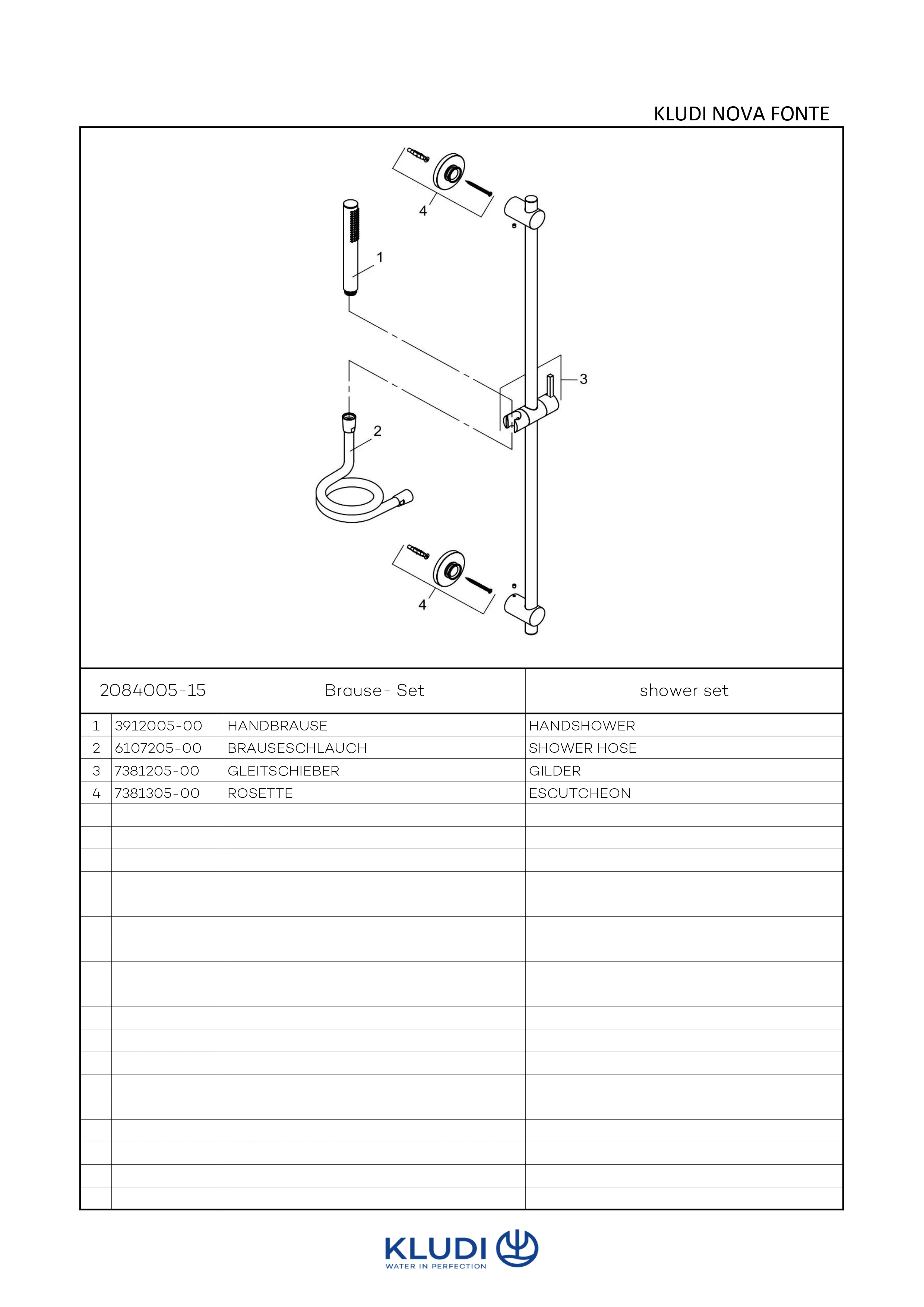 NOVA FONTE Puristic Brause-Set 1S 900 MM chrom