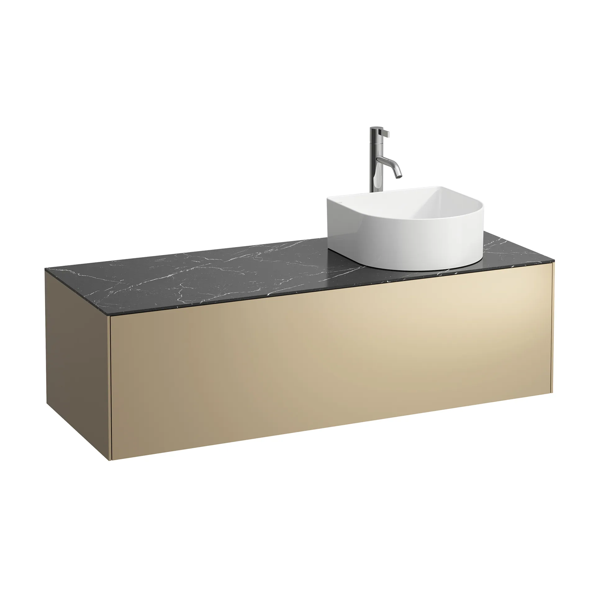 Laufen Waschtischunterbau „SONAR“ 1177 × 341 × 457 mm Gold, ohne Hahnlochbohrung, rechts
