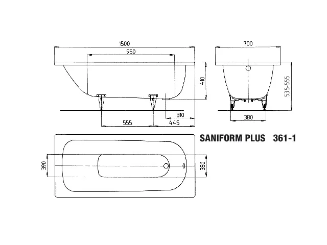 Kaldewei Badewanne „Saniform Plus“ rechteck 150 × 70 cm, ohne Grifflochbohrungen in alpinweiß Kaldewei Badewanne „Saniform Plus“ rechteck 150 × 70 cm, ohne Grifflochbohrungen in alpinweiß