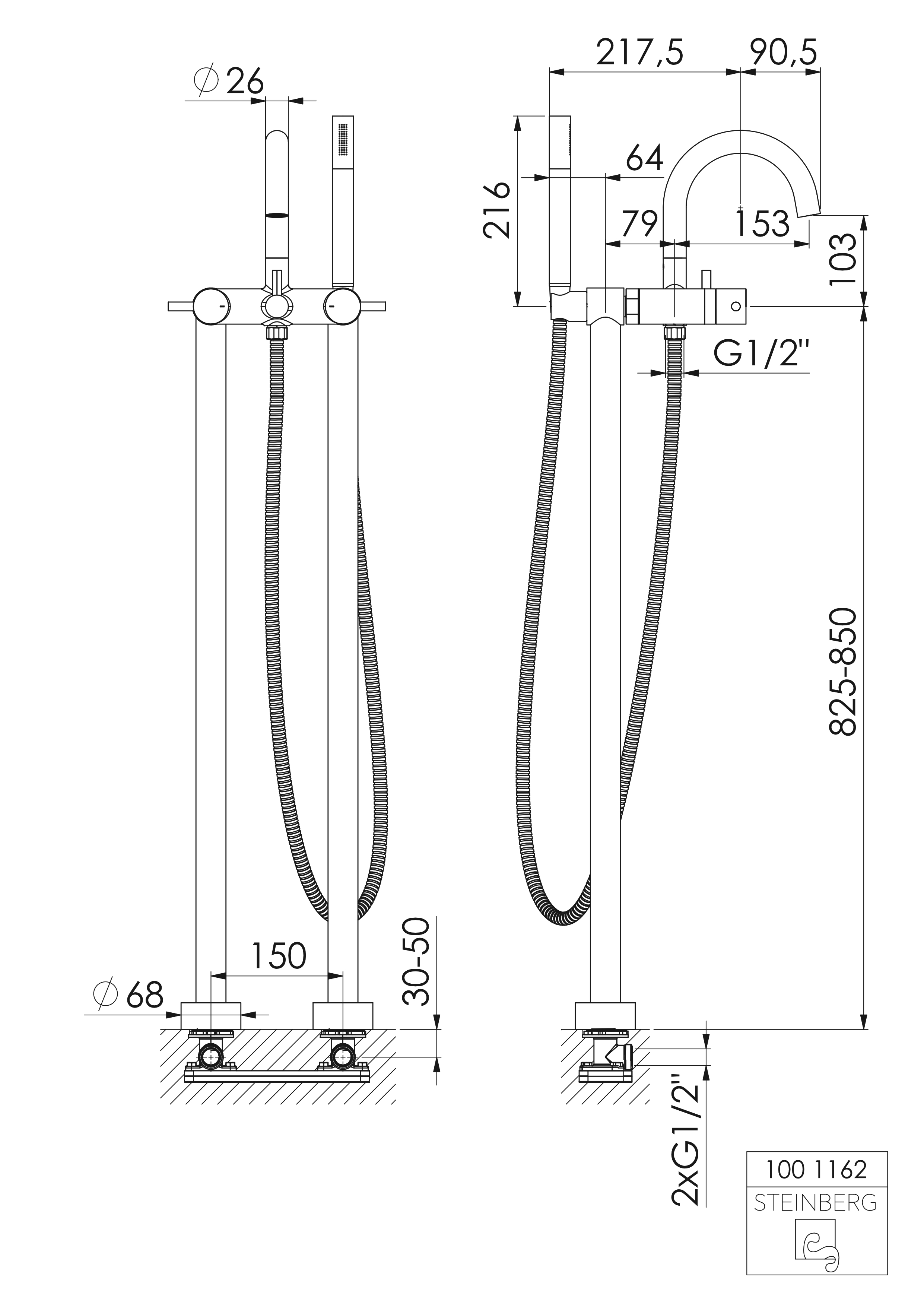 Serie 100 freistehende Wannen / Brause-Armatur Serie 100 freistehende Wannen / Brause-Armatur