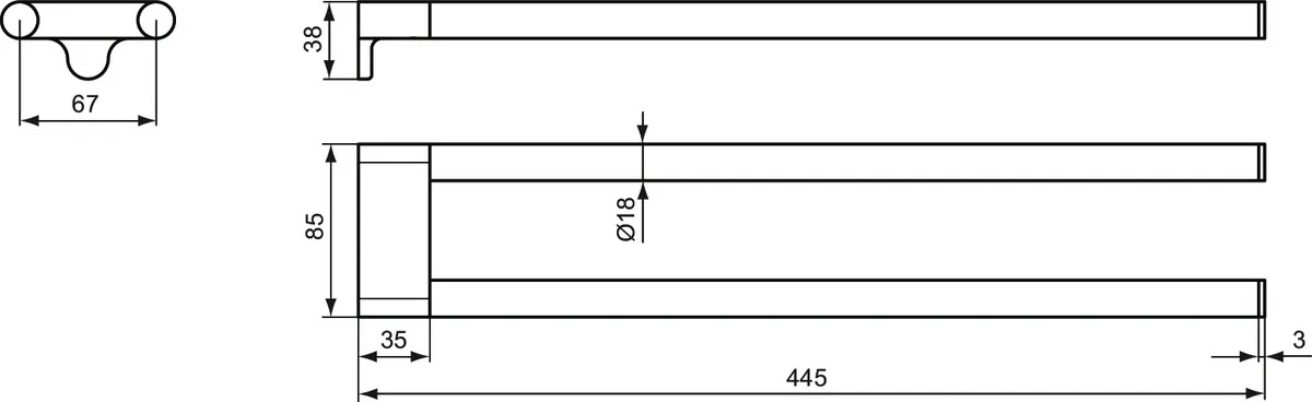 Handtuchstange Connect doppelt, Chrom Handtuchstange Connect doppelt, Chrom