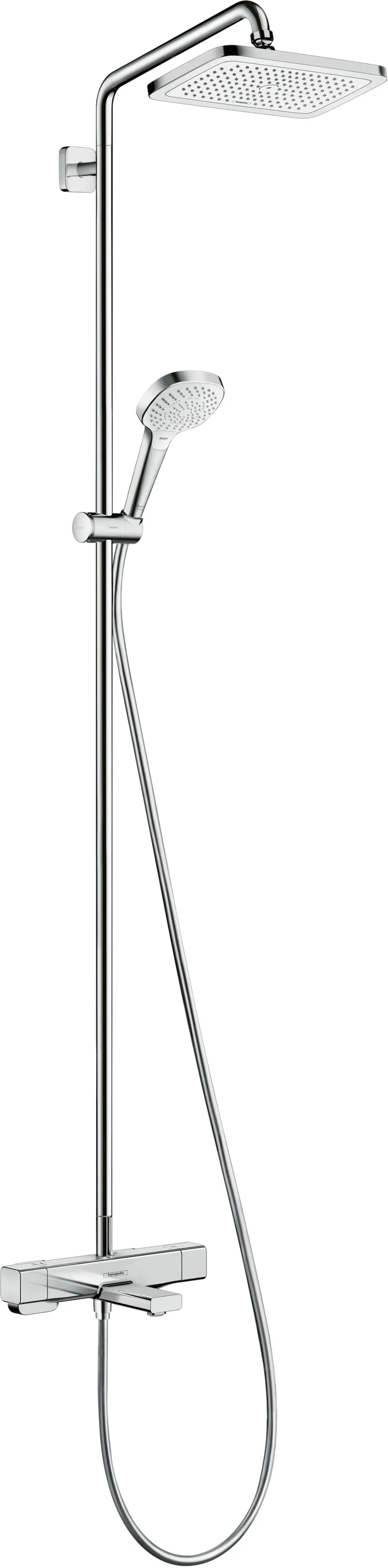 Hansgrohe Croma E Showerpipe 280x170 mm, Chrom, mit Wannenthermostat, RainAir Strahl, 3 Verbraucher Hansgrohe Croma E Showerpipe 280x170 mm, Chrom, mit Wannenthermostat, RainAir Strahl, 3 Verbraucher