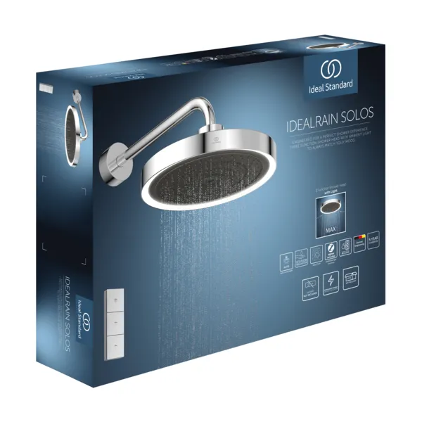 Ideal Standard Idealrain Solos A7890AA 3-Funktion Regenbrause mit LED-Leuchtring Chrom Ideal Standard Idealrain Solos A7890AA 3-Funktion Regenbrause mit LED-Leuchtring Chrom
