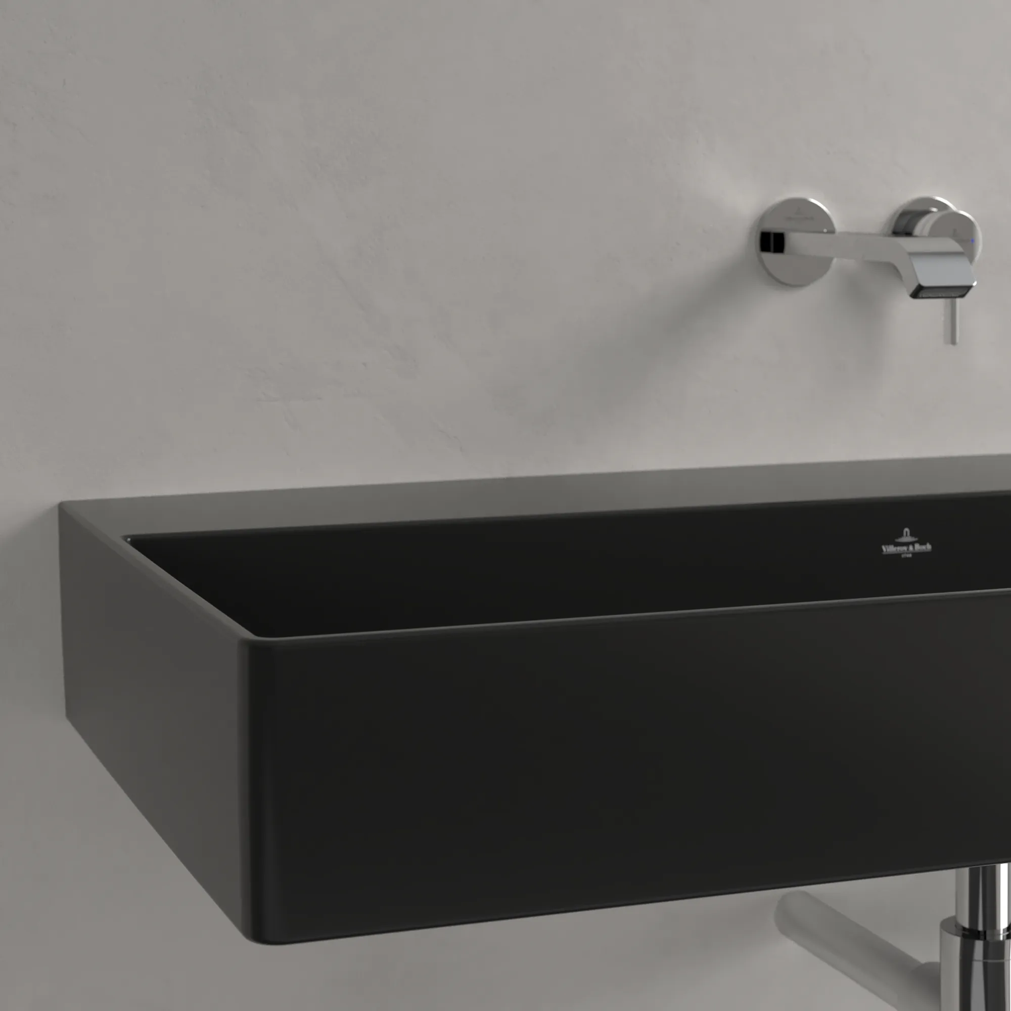 Villeroy & Boch Memento 2.0 Waschbecken, Pure Black CeramicPlus, 1000x470x135 mm, TitanCeram, Wandmontage