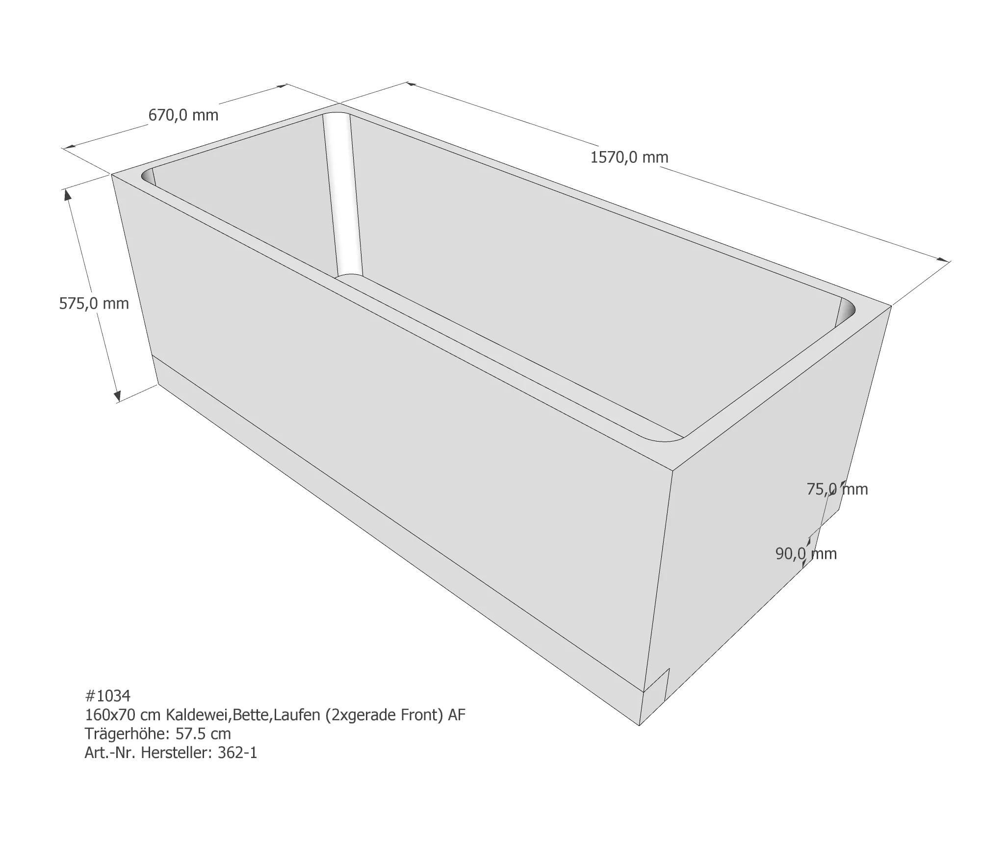 Badewannenträger für Wannenträger Bette Betteform, Kaldewei Saniform Plus, Laufen Pro 160x70x cm 160 × 70 cm