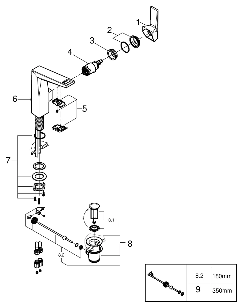 Einhand-Waschtischbatterie Allure Brilliant Private Collection 24414, L-Size, Griff mit Vanilla Noir Caesarstone Einlagen, Zugstangen-Ablaufgarnitur 1 1/4", chrom Einhand-Waschtischbatterie Allure Brilliant Private Collection 24414, L-Size, Griff mit Vanilla Noir Caesarstone Einlagen, Zugstangen-Ablaufgarnitur 1 1/4", chrom