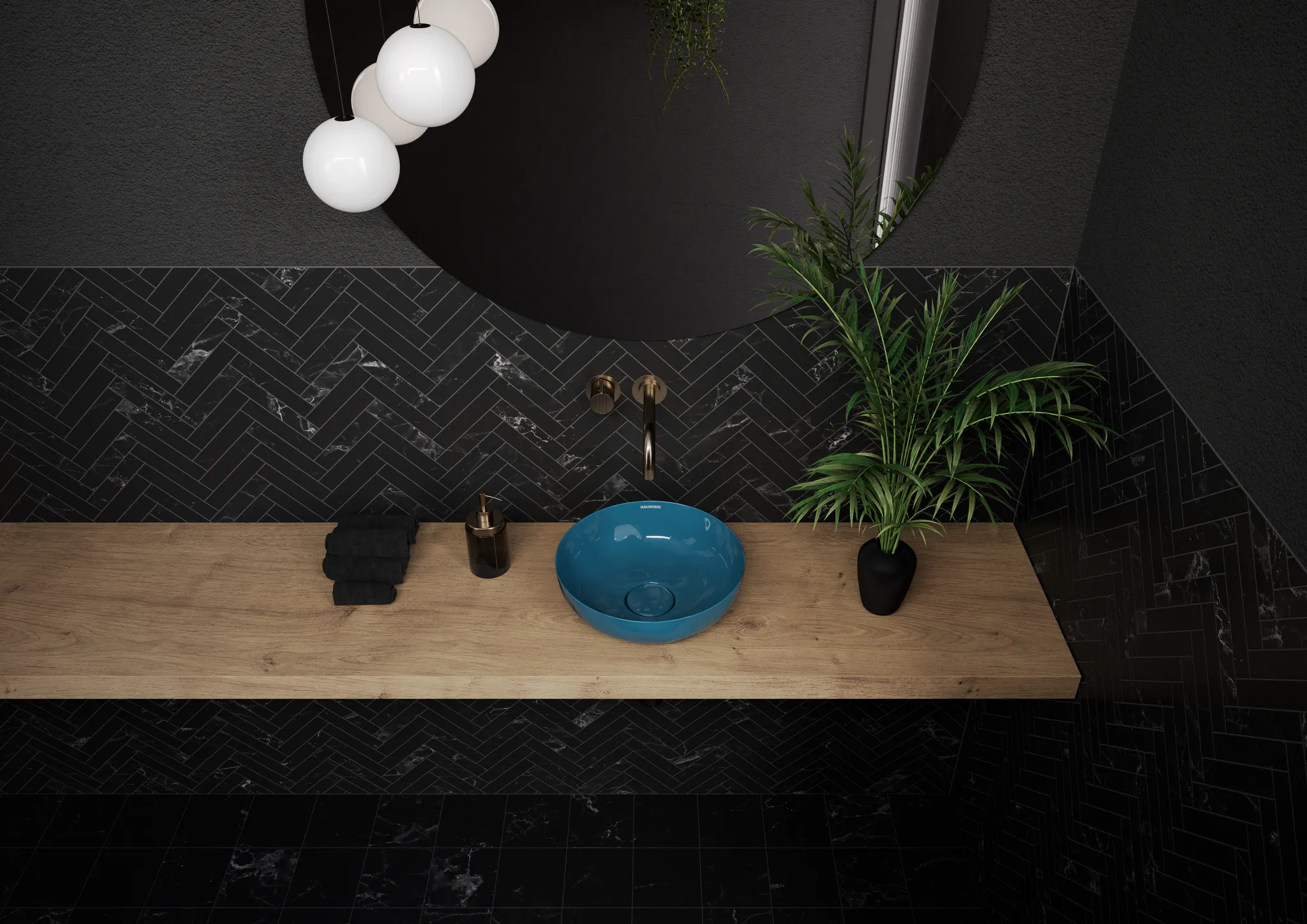 Waschtischschale „Miena“ ⌀ 31 cm in deep dream, mit Perl-Effekt