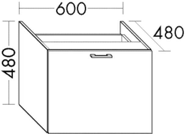 Unterschrank Sys30 von burgbad - 480 mm hoch, 600 mm breit, 480 mm tief, für Mineralguss-Waschtisch Sys M2 mit 1 Auszug und 1 Innenschublade