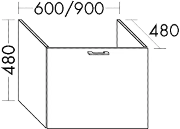 Waschtischunterschrank Sys30 von burgbad - 1 Auszug, 480x600x480 mm, für Mineralguss-Waschtisch Sys M2