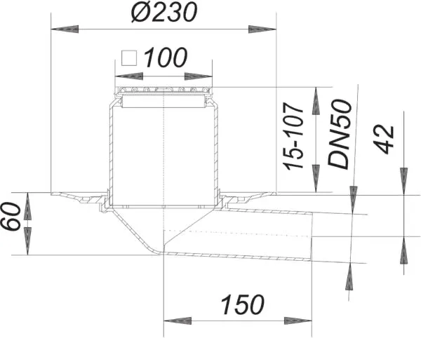 Balkonablauf 83 E, DN 50, 100 x 100 mm Balkonablauf 83 E, DN 50, 100 x 100 mm