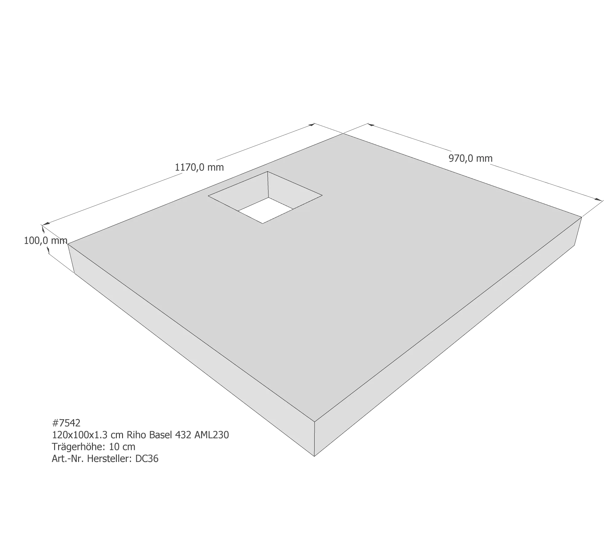 Duschwannenträger für Riho Basel 432 120 × 100 × 1,3 cm