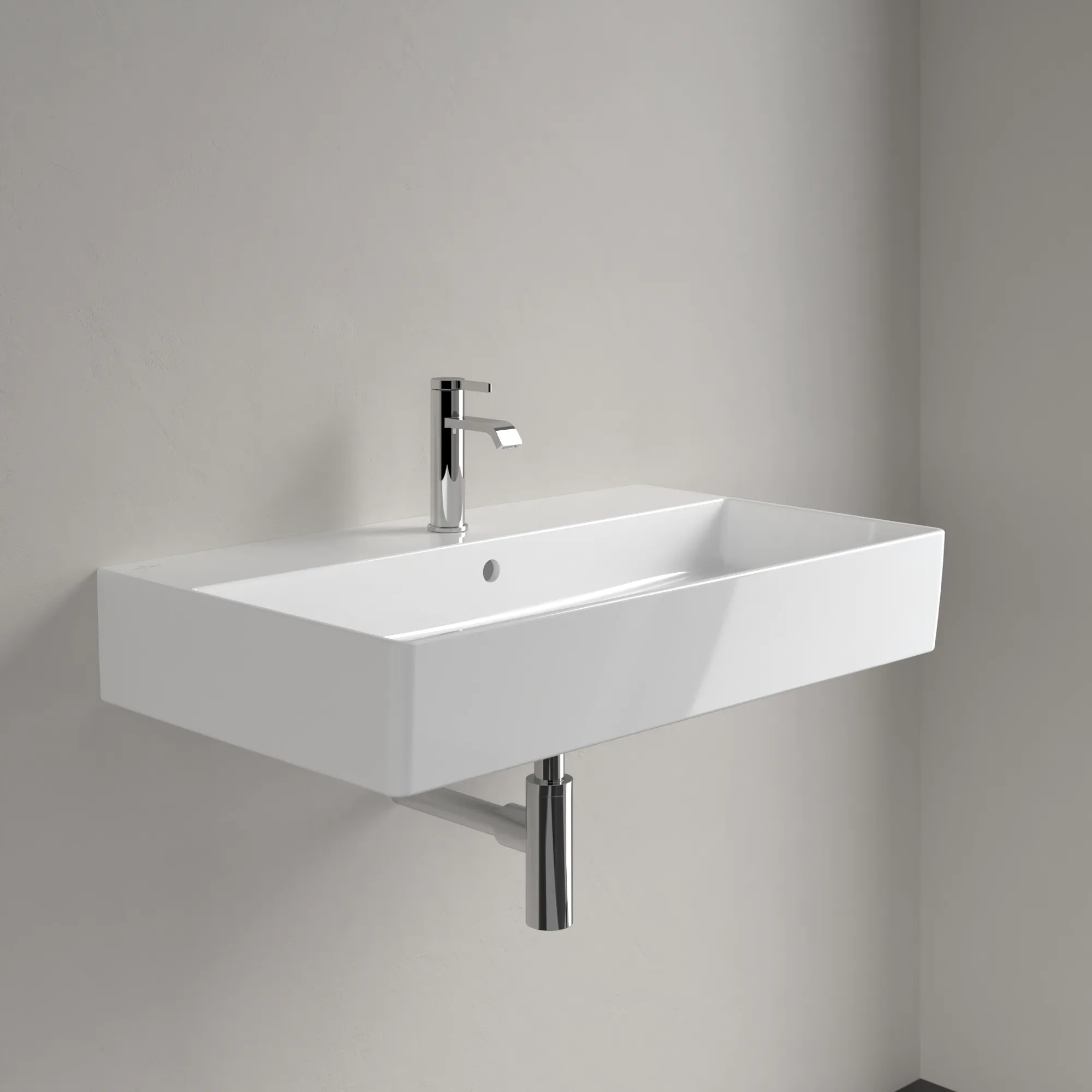 Villeroy & Boch Wandwaschbecken Memento 2.0, 800x470x140 mm, glänzend weiß Alpin, TitanCeram, mit Überlauf, für 3-Loch-Armatur