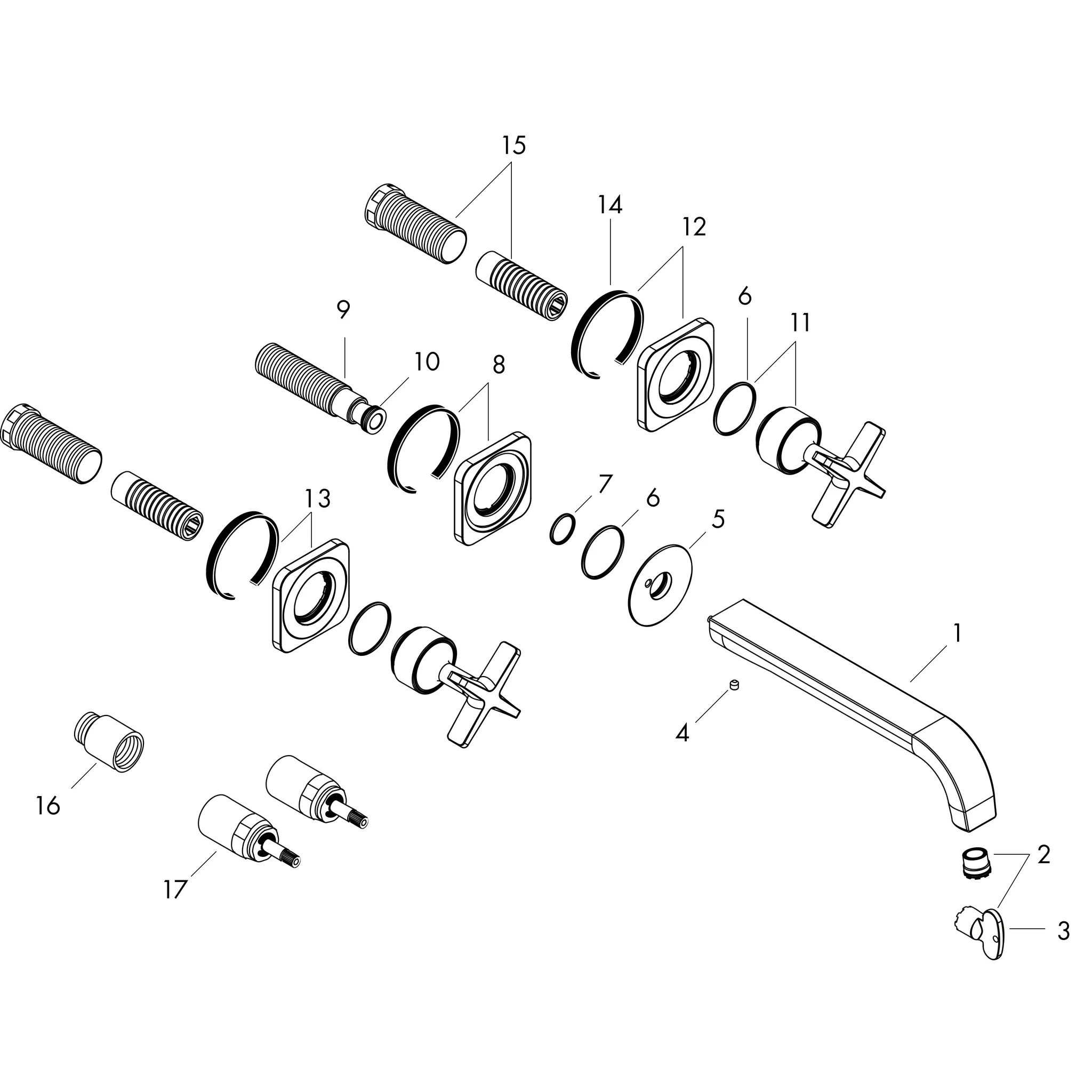 3-L.Waschtischarmatur Axor Citterio E Fertigset Wandmontage chrom 3-L.Waschtischarmatur Axor Citterio E Fertigset Wandmontage chrom